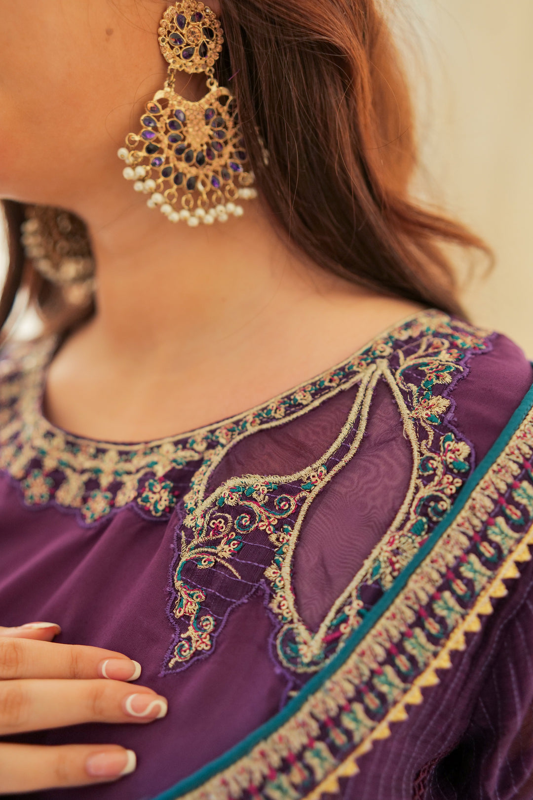 Omal by Komal - Zayna - Purple - Munar Line & Maysuri - 3 Piece