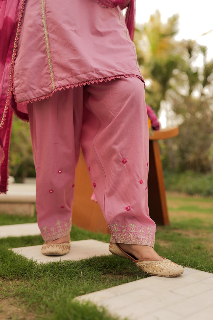 Omal by Komal - Faria - Pink - Lawn & Chiffon - 3 Piece