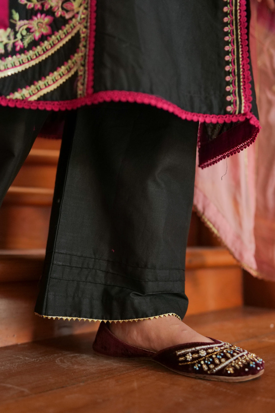 Omal by Komal - Taaj - Black - Lawn & Chiffon - 3 Piece