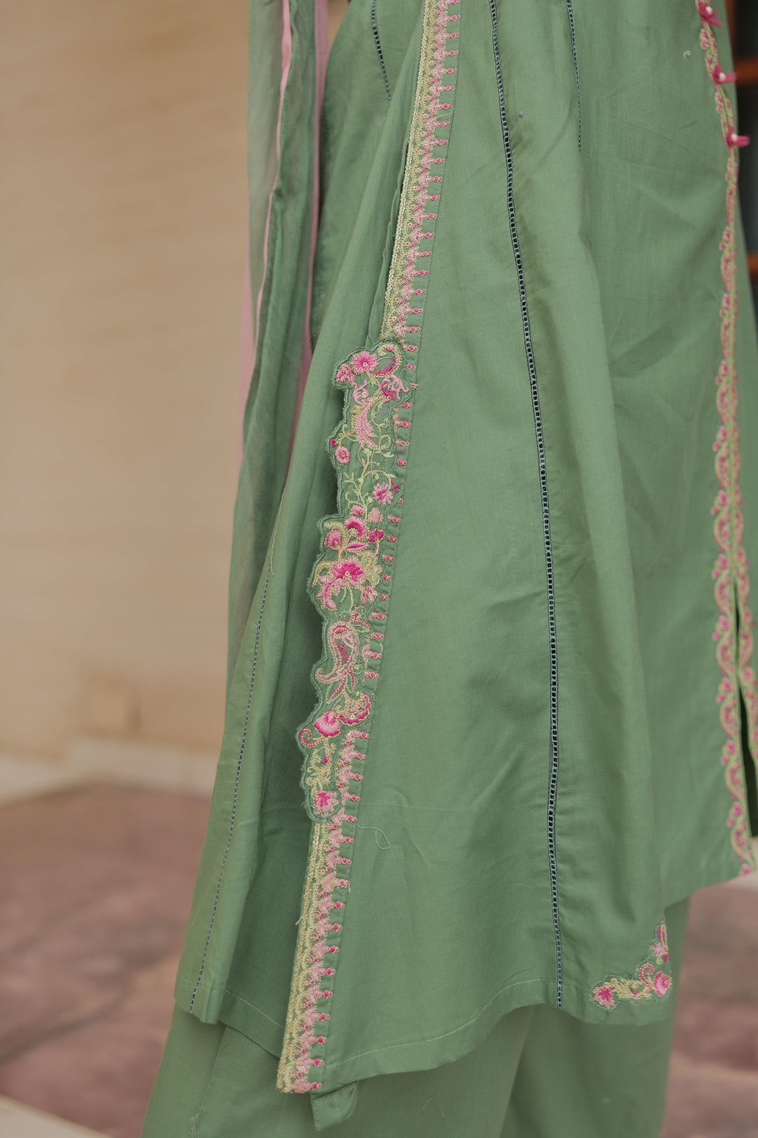 Omal by Komal - Sofia - Green - Lawn & Chiffon - 3 Piece