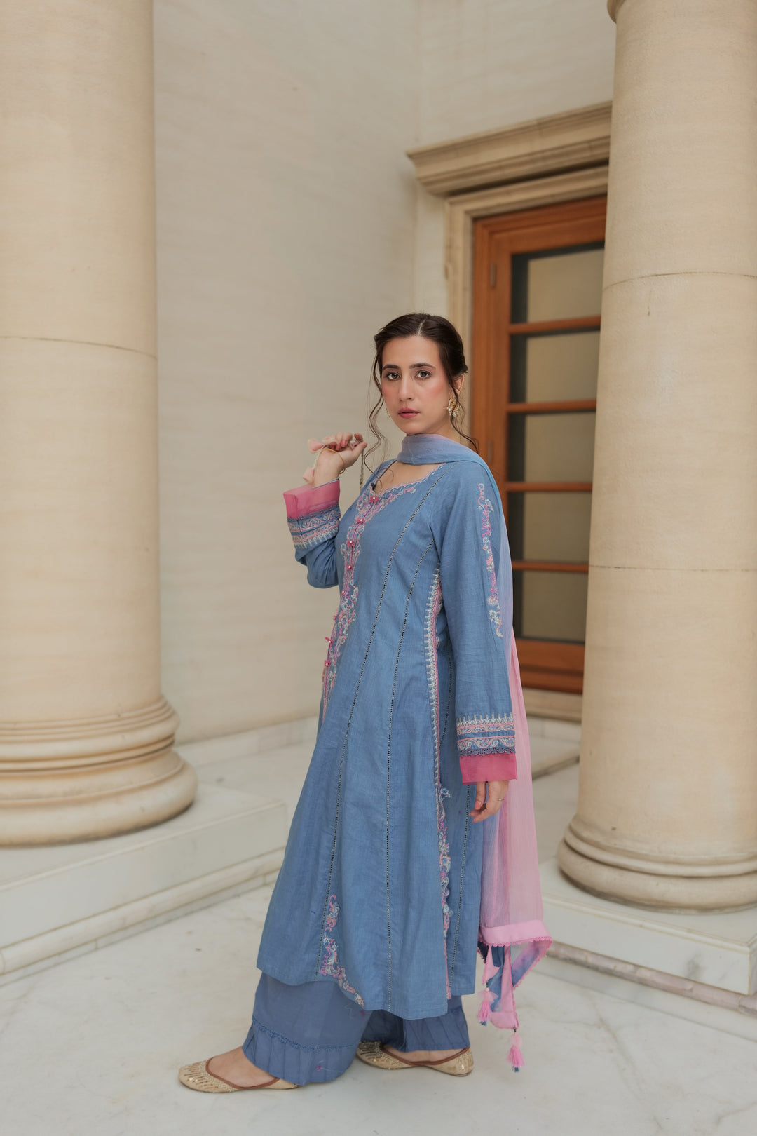 Omal by Komal - Irsa - Blue - Lawn & Chiffon - 3 Piece