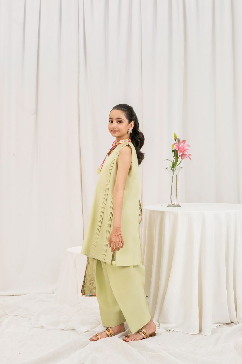 Fozia Khalid - PISTACHIO Green - Silk & Organza - 3 Piece