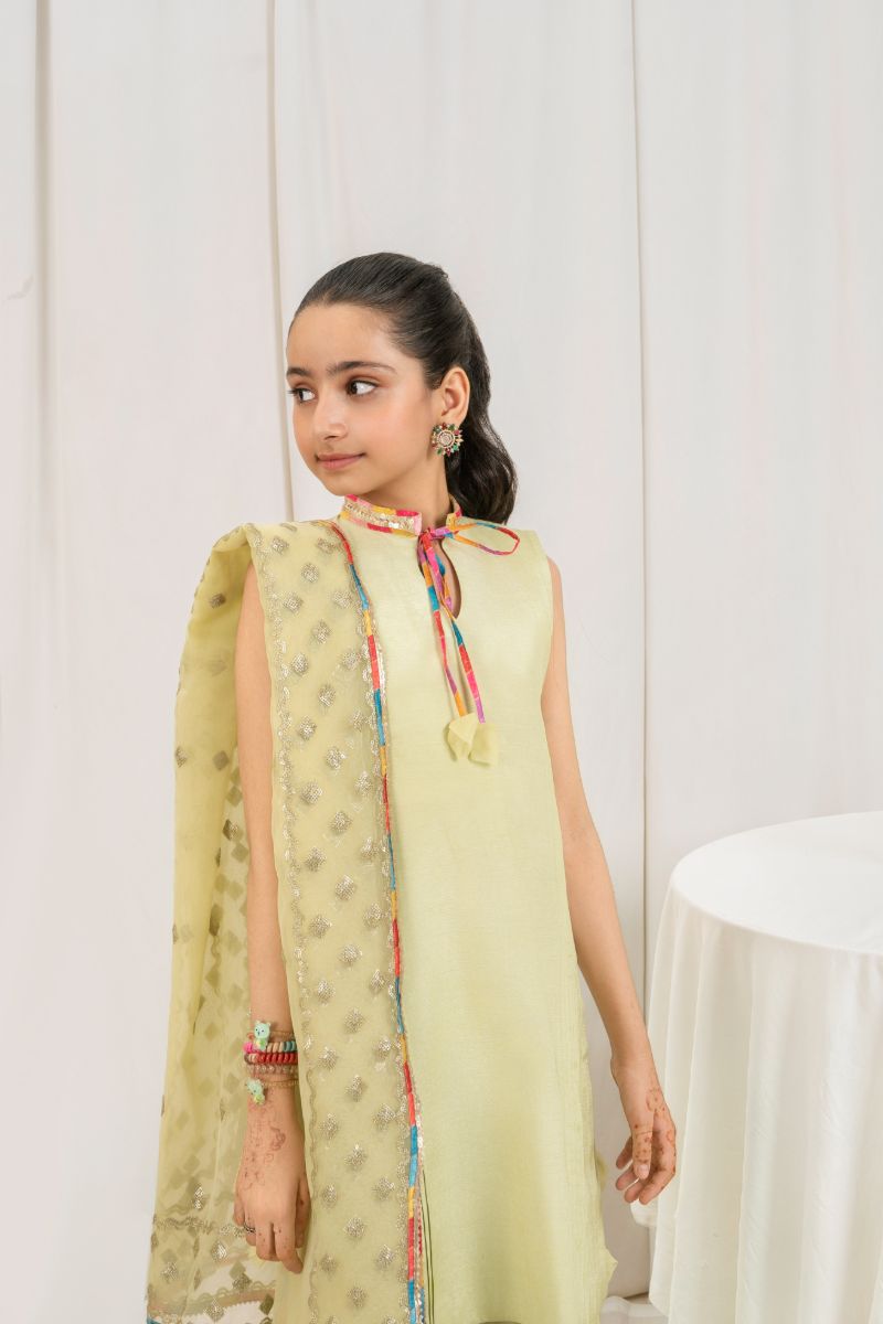 Fozia Khalid - PISTACHIO Green - Silk & Organza - 3 Piece