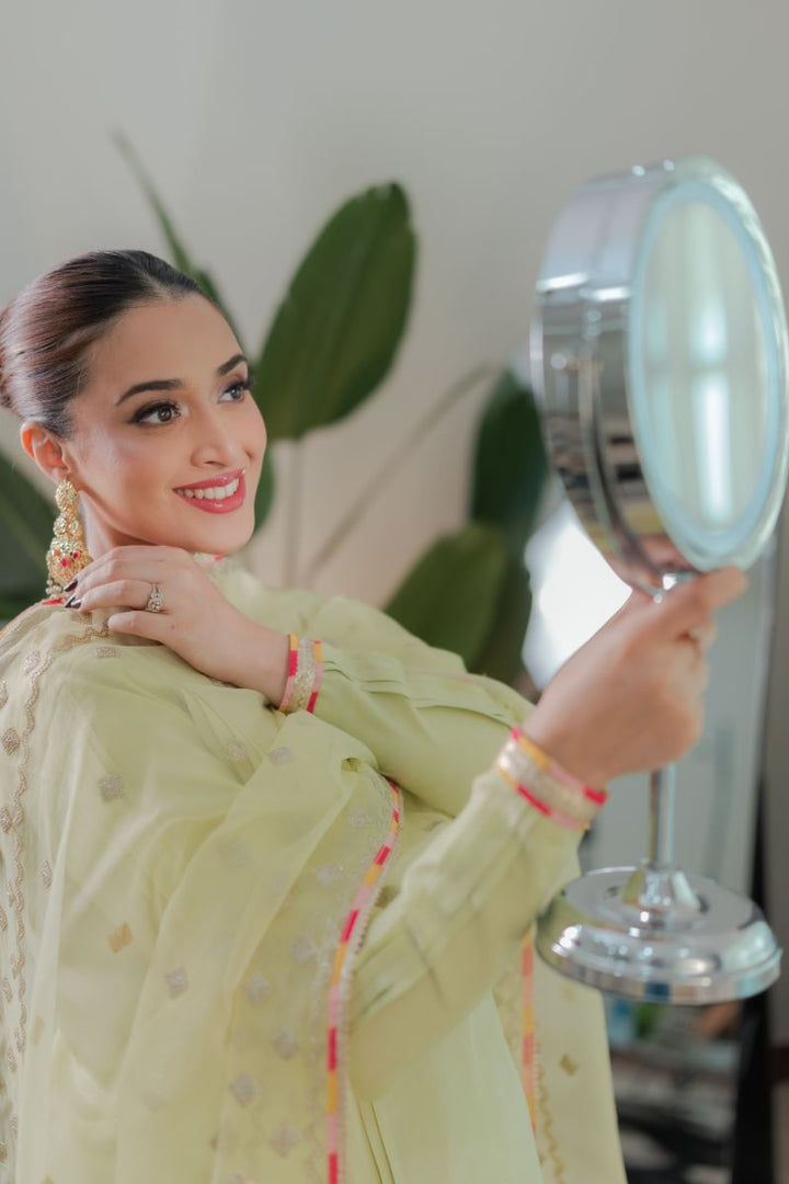 Fozia Khalid - PISTACHIO Green - Silk & Organza - 3 Piece