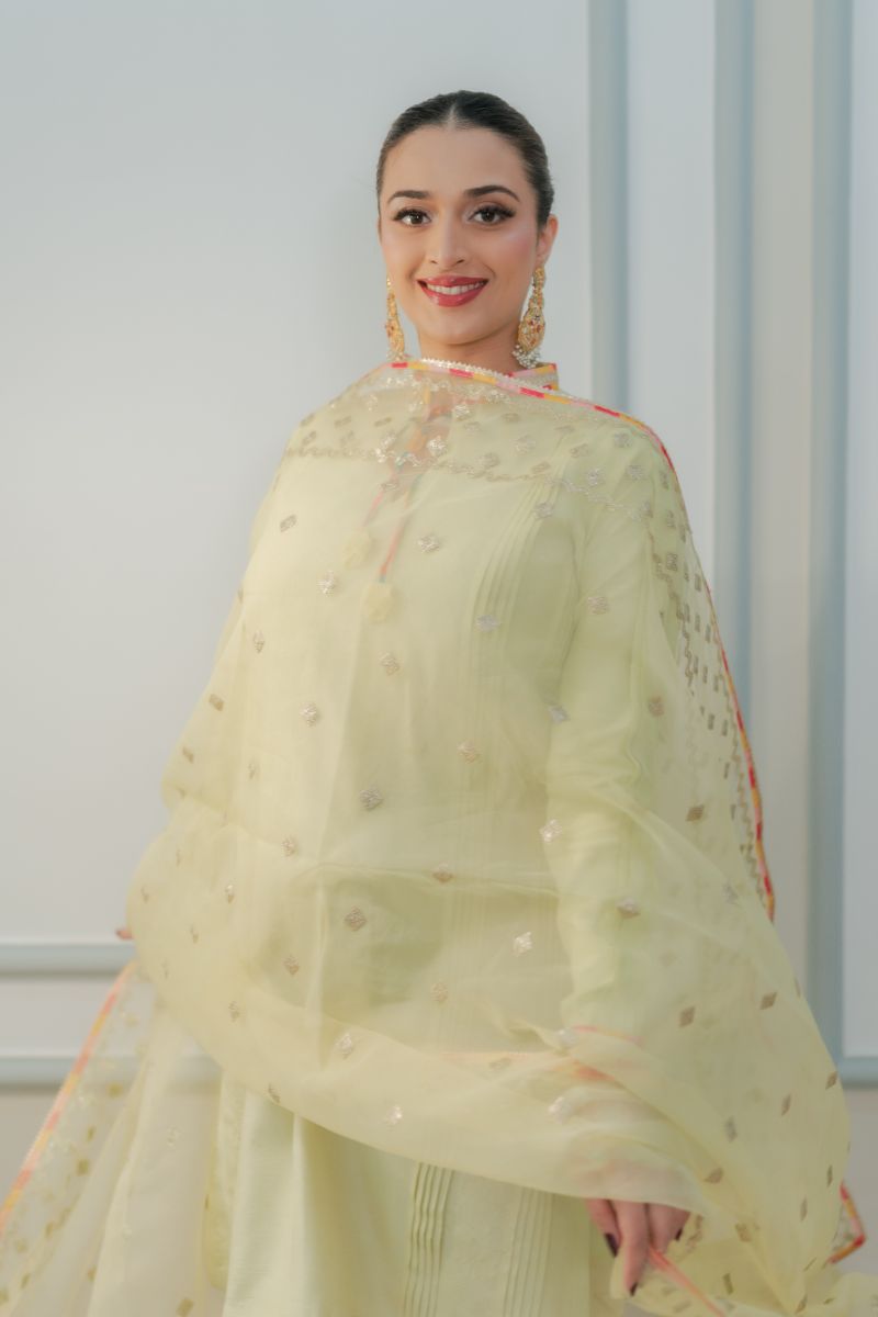 Fozia Khalid - PISTACHIO Green - Silk & Organza - 3 Piece