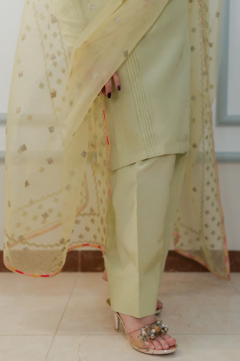 Fozia Khalid - PISTACHIO Green - Silk & Organza - 3 Piece