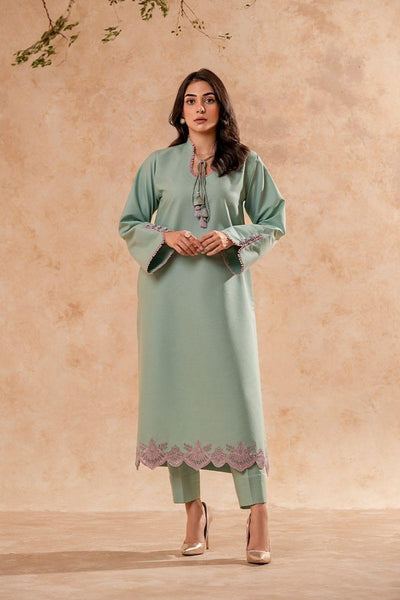 Fozia Khalid - Pastel Turquoise Tunic with Trouser - Cotton - 2 Piece - Studio by TCS