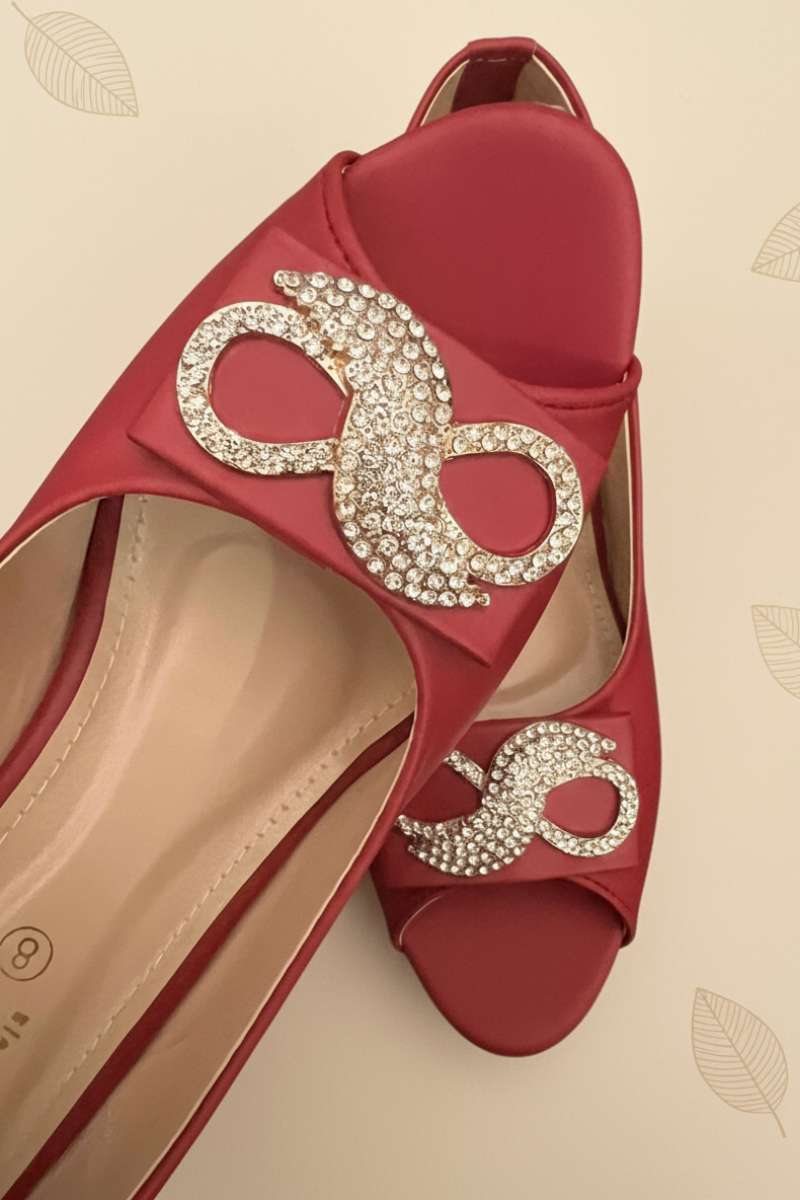 Milli Shoes - Peep Toe Wedge Heel - Maroon