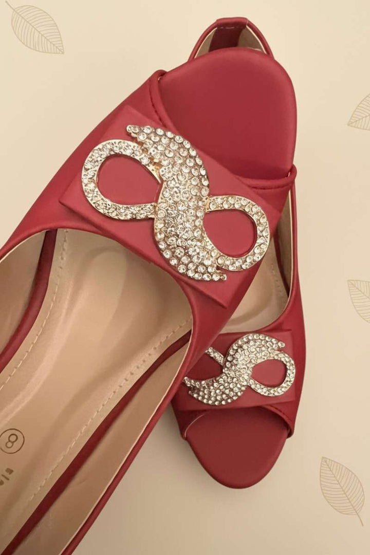 Milli Shoes - Peep Toe Wedge Heel - Maroon