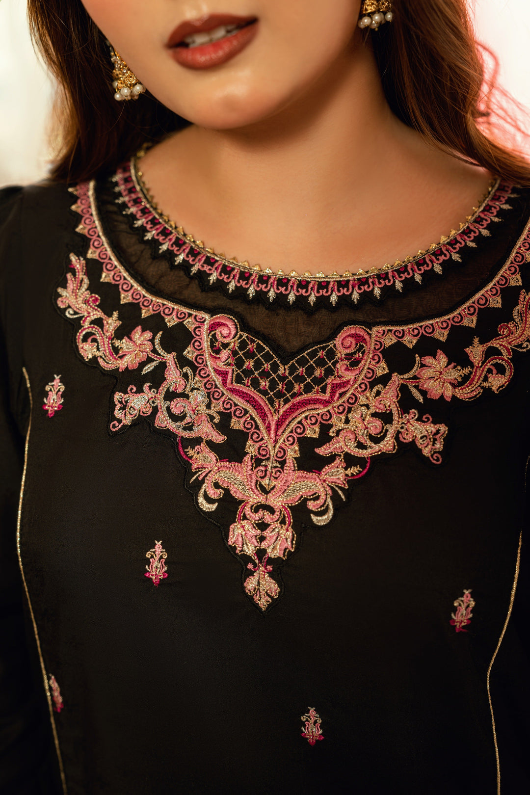 Omal by Komal - Shehrzad - Black Dobby - 3 Piece