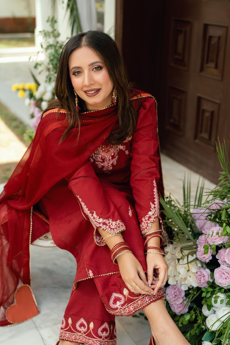 Omal by Komal - Afreen - Maroon - 3 Piece