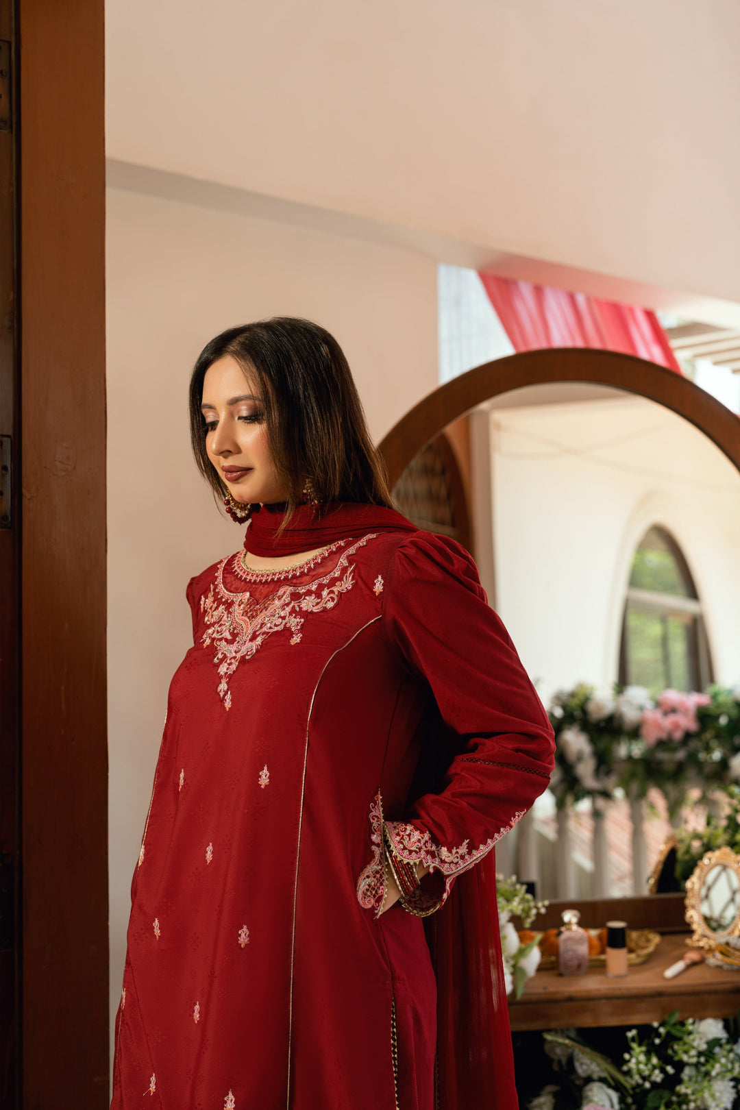 Omal by Komal - Afreen - Maroon - 3 Piece