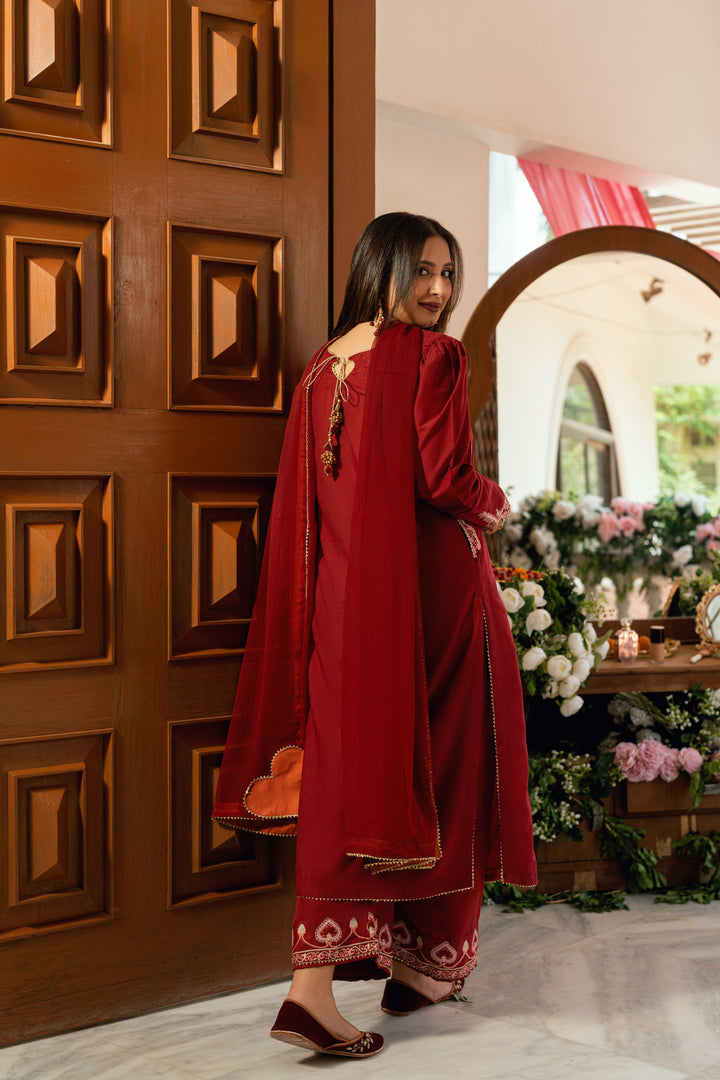 Omal by Komal - Afreen - Maroon - 3 Piece