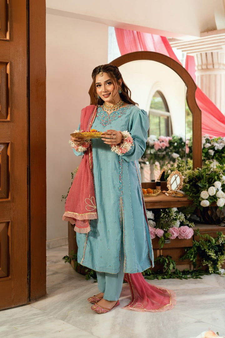 Omal by Komal - Hoorain - Blue - 3 Piece