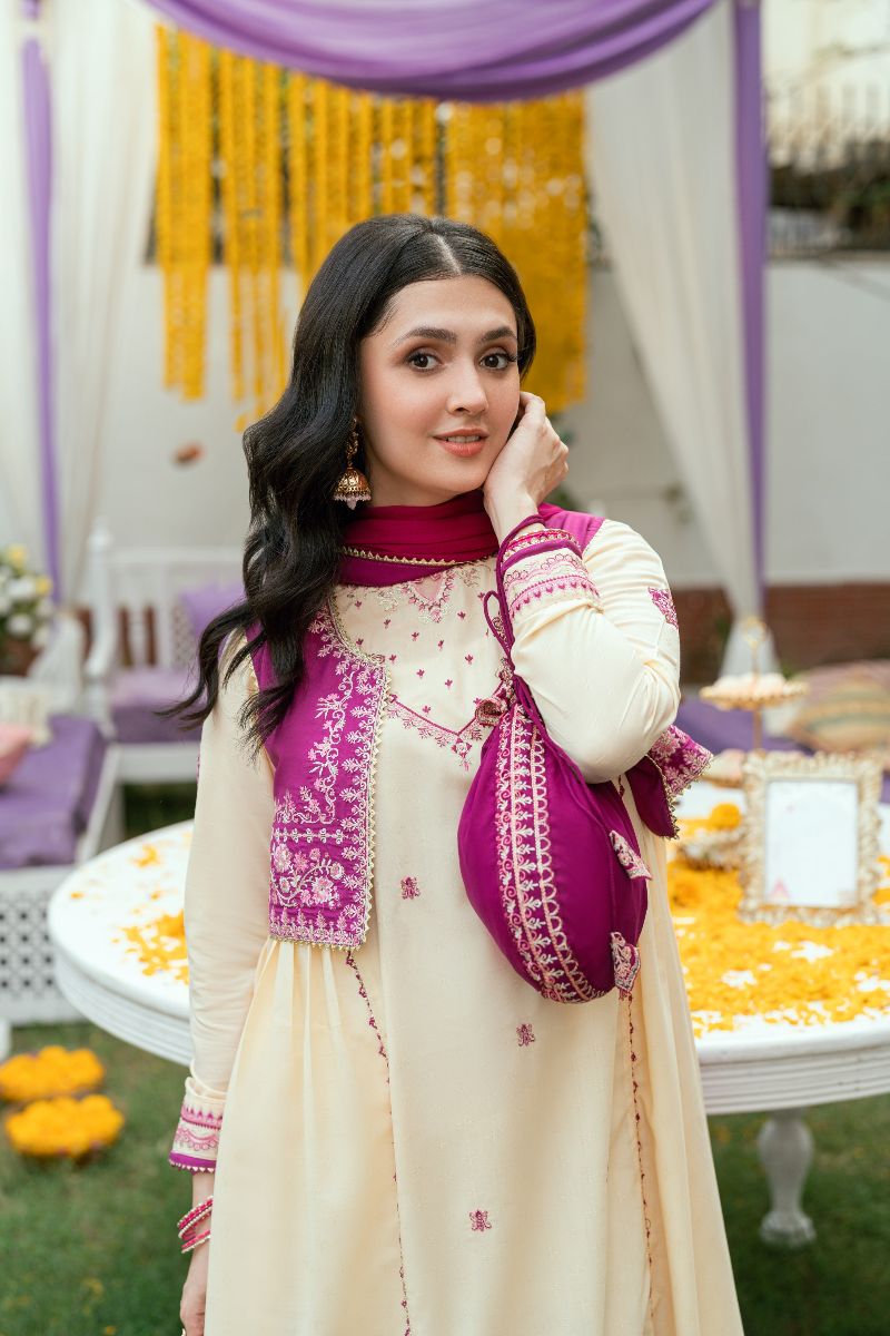 Omal by Komal - Samar - Cream Dobby - 3 Piece