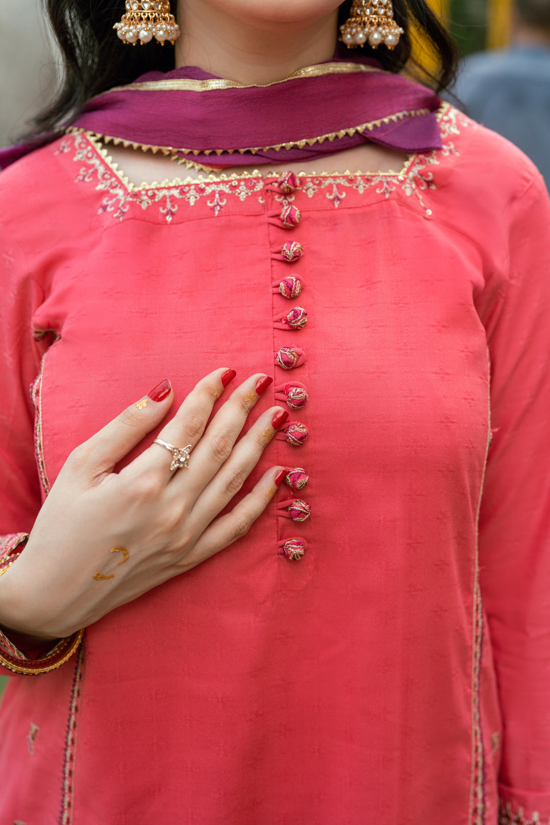 Omal by Komal - Dilruba - rose pink - 3 Piece