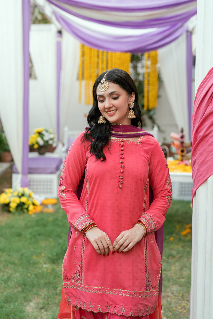 Omal by Komal - Dilruba - rose pink - 3 Piece