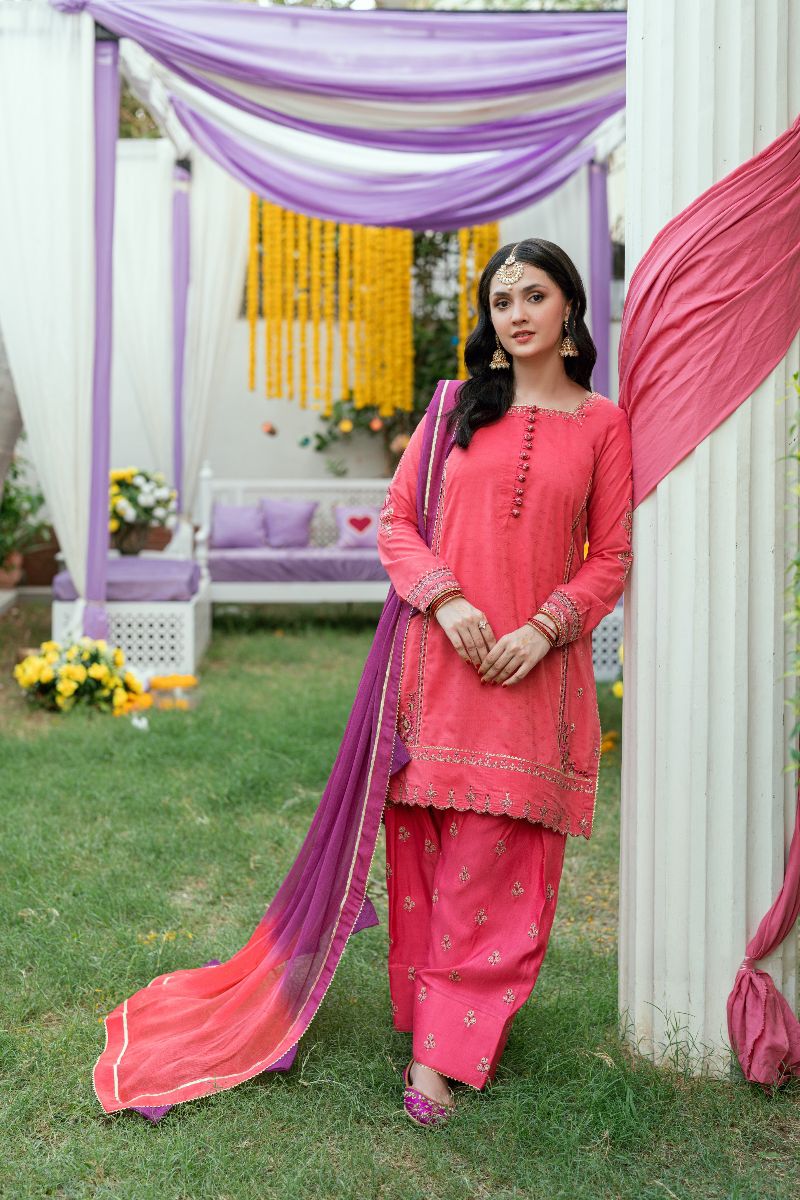 Omal by Komal - Dilruba - rose pink - 3 Piece