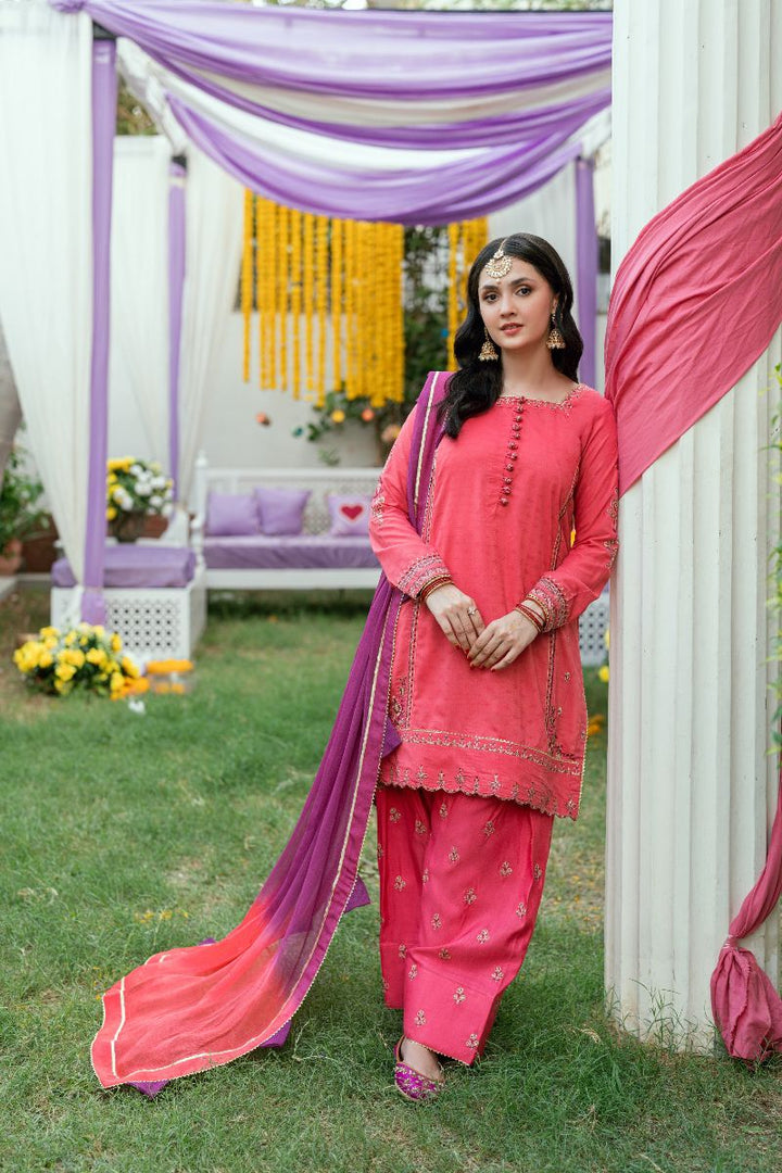 Omal by Komal - Dilruba - rose pink - 3 Piece