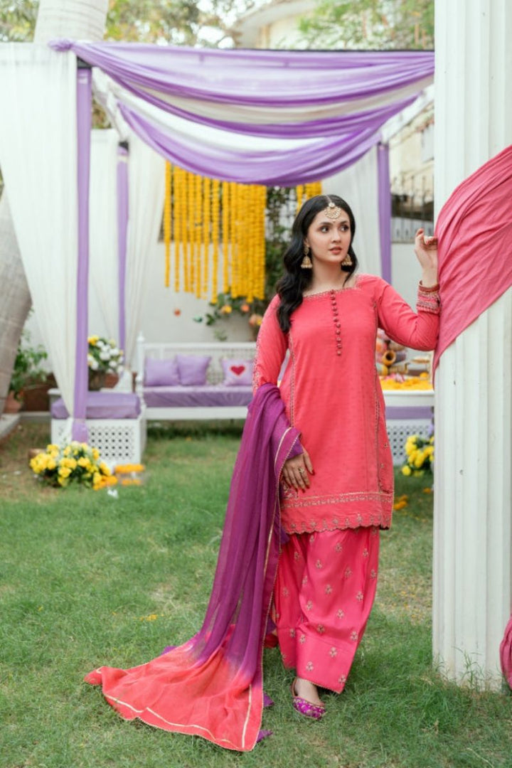 Omal by Komal - Dilruba - rose pink - 3 Piece