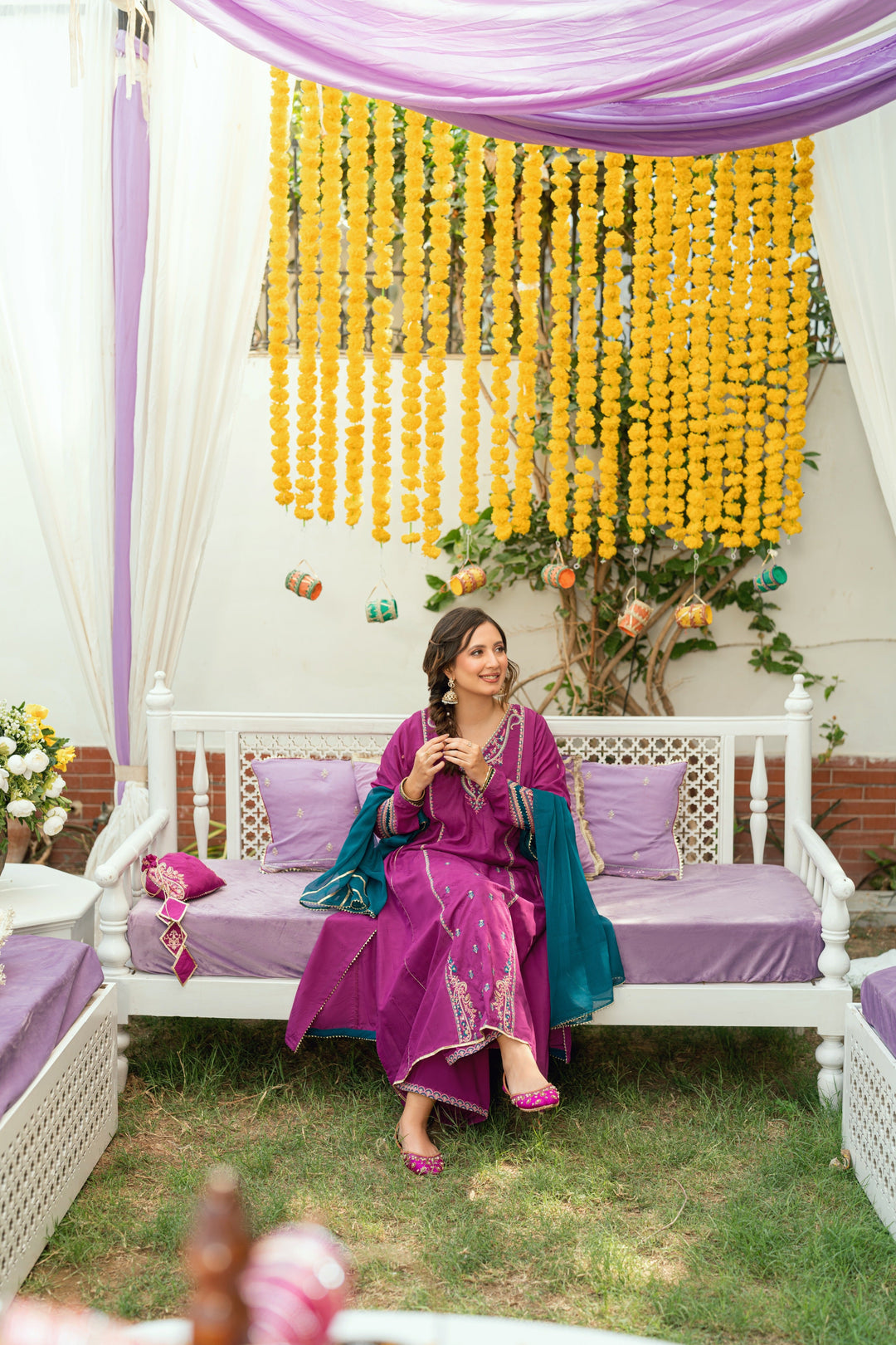 Omal by Komal - Shanze - Magenta Dobby - 3 Piece