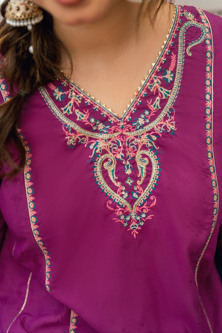 Omal by Komal - Shanze - Magenta Dobby - 3 Piece