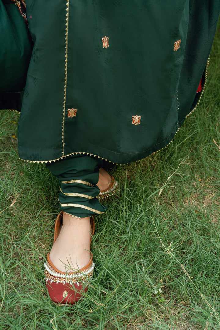 Omal by Komal - Nayab - Bottle Green Dobby - 3 Piece