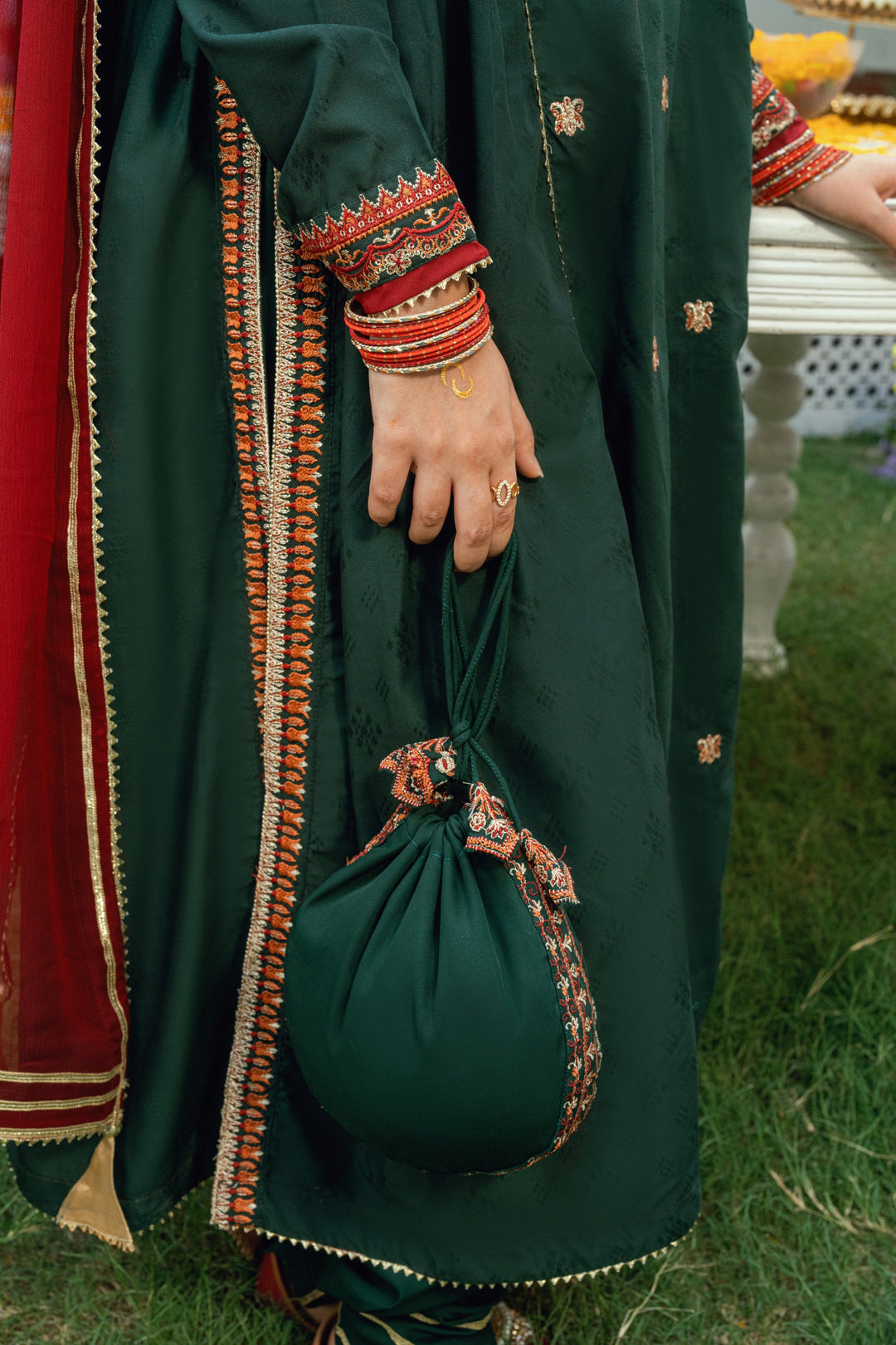 Omal by Komal - Nayab - Bottle Green Dobby - 3 Piece