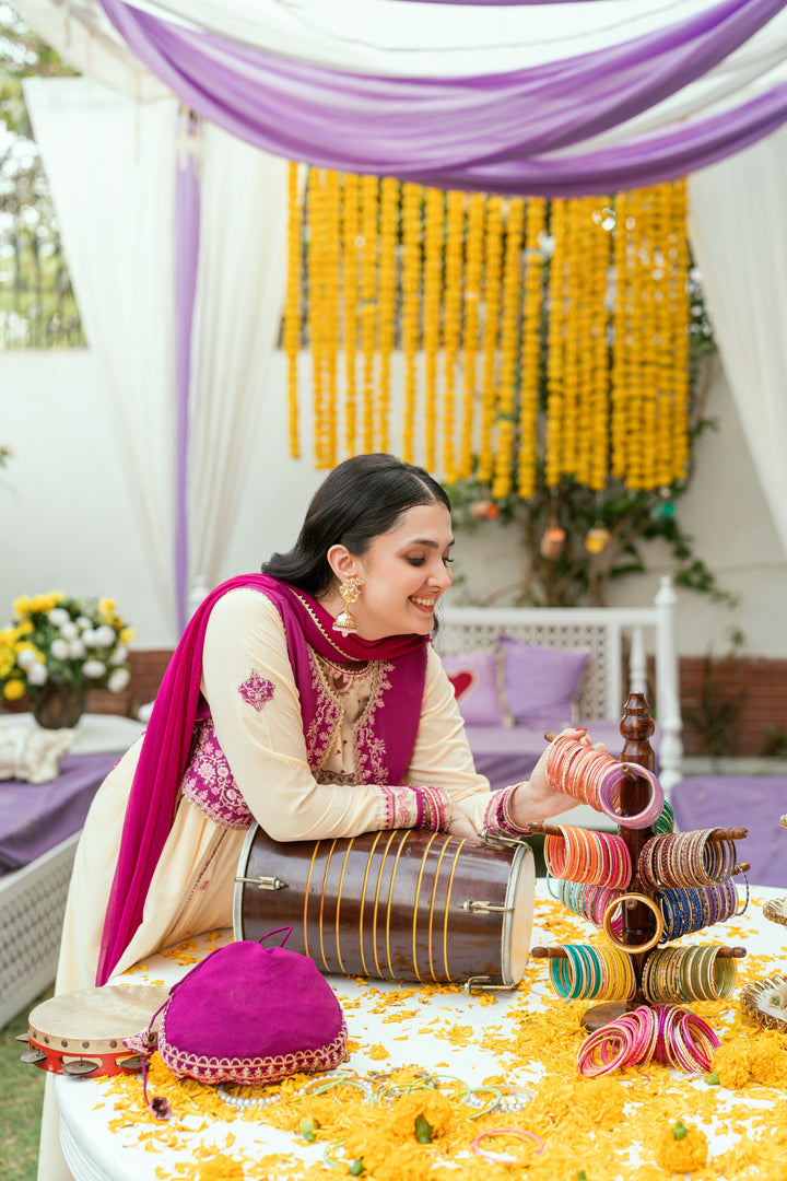 Omal by Komal - Samar - Cream Dobby - 3 Piece