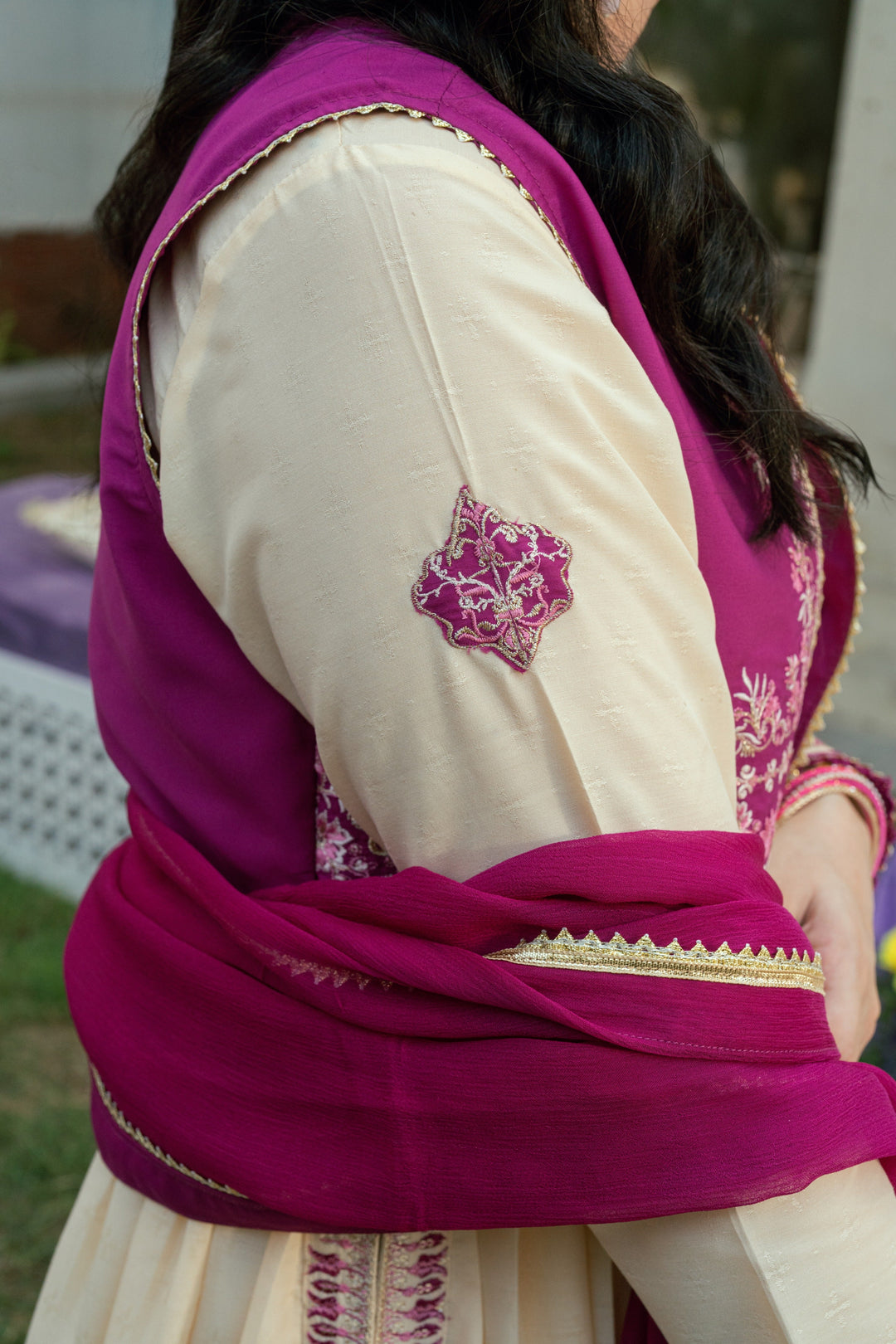 Omal by Komal - Samar - Cream Dobby - 3 Piece