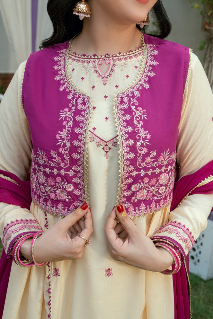 Omal by Komal - Samar - Cream Dobby - 3 Piece