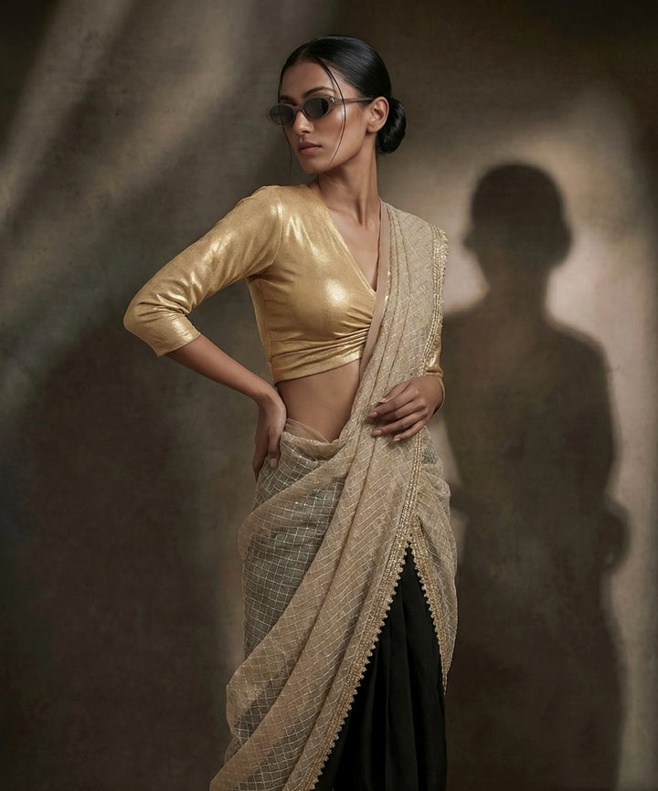 Maheen Khan - Black Cowl Crepe Silk Shalwar For Women - Black - 1 Piece