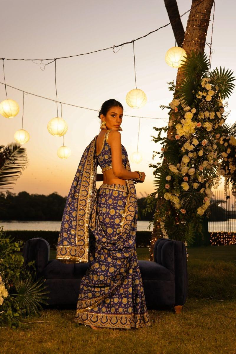 Pinktree - Boldly There - Saree - Blue