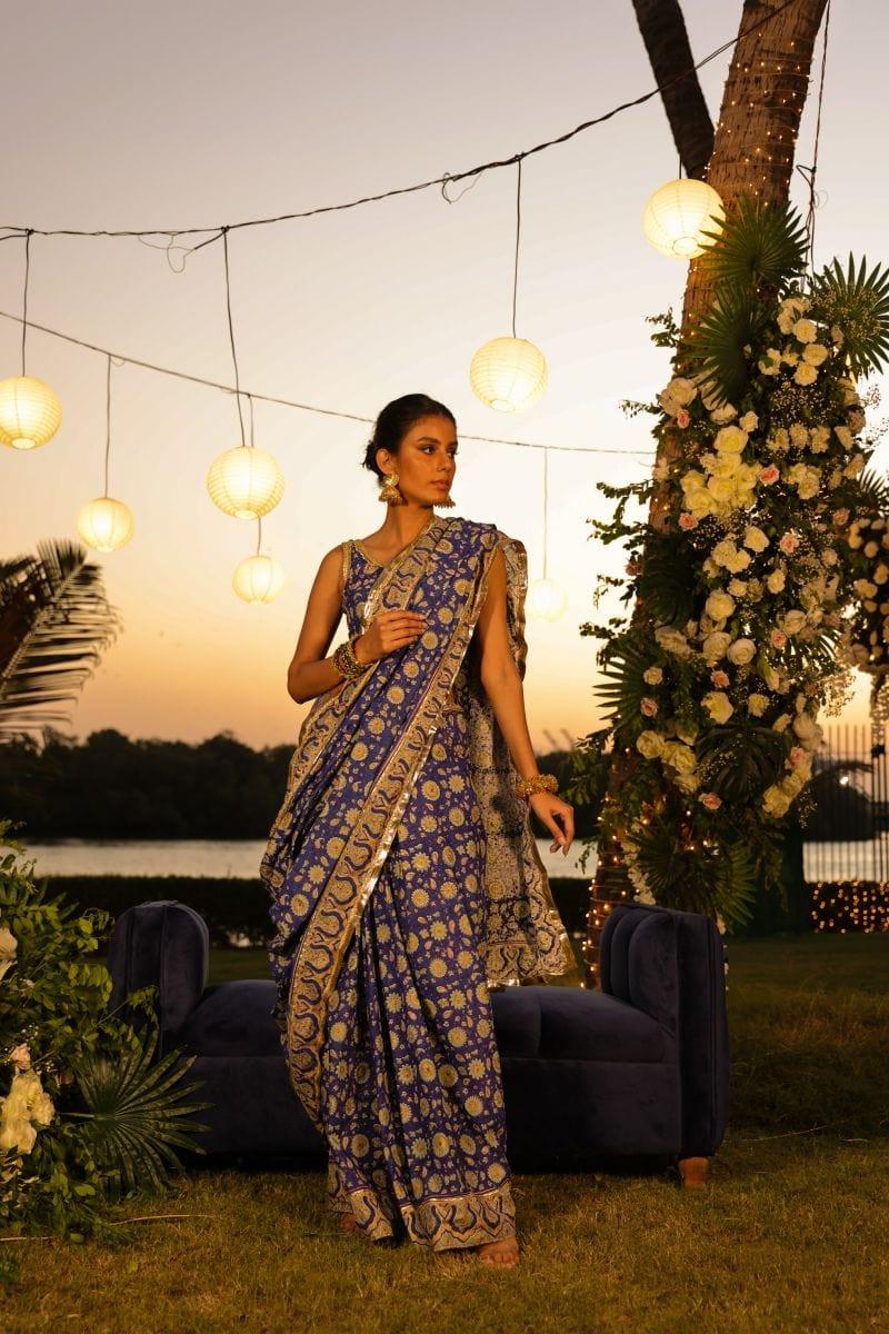 Pinktree - Boldly There - Saree - Blue