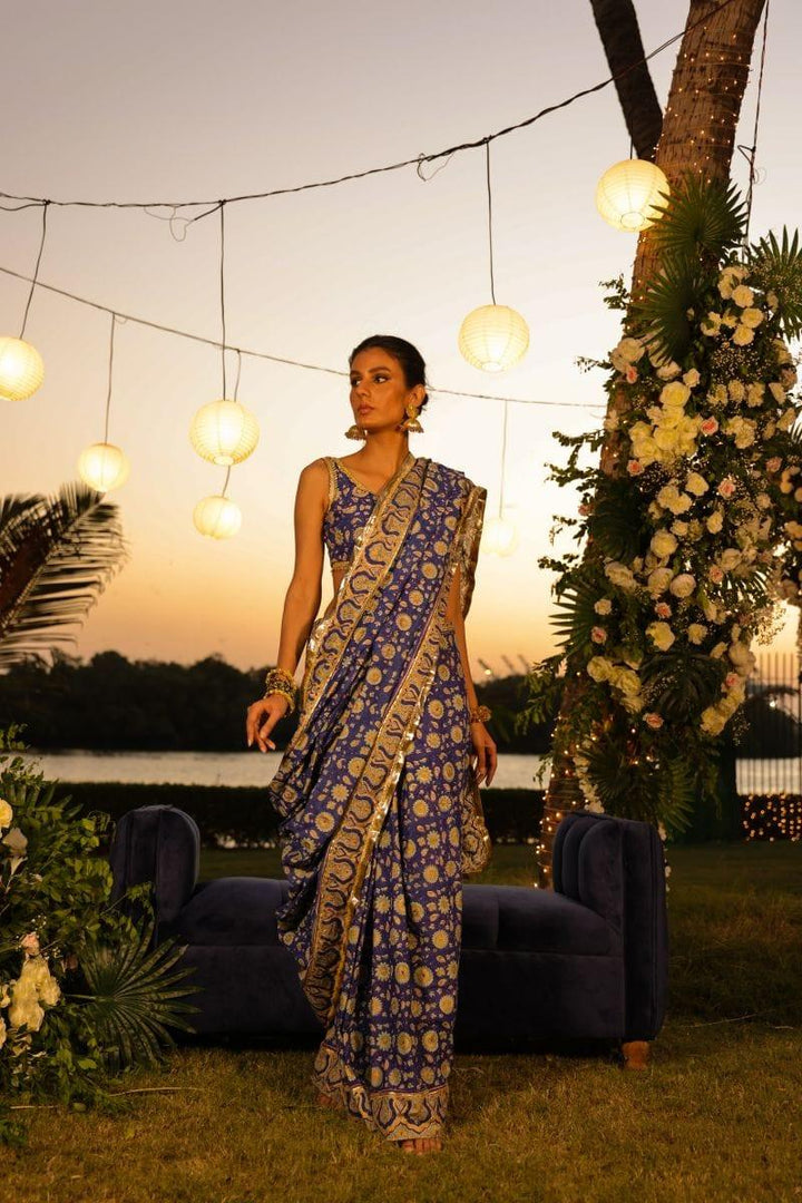 Pinktree - Boldly There - Saree - Blue