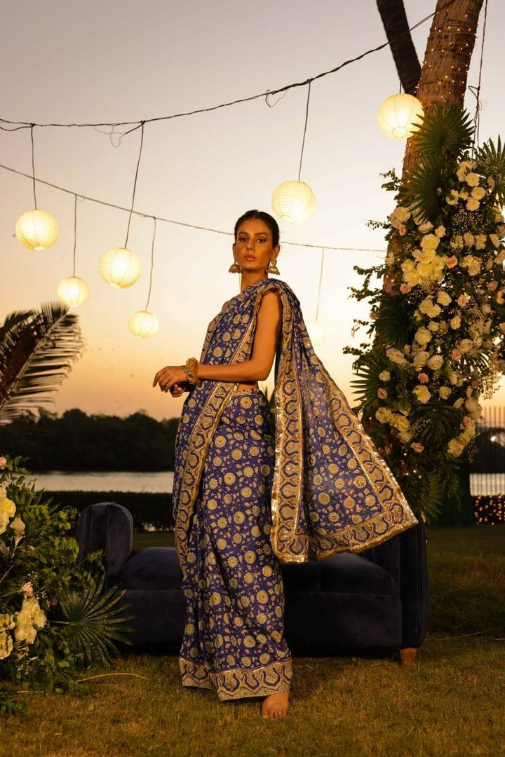 Pinktree - Boldly There - Saree - Blue