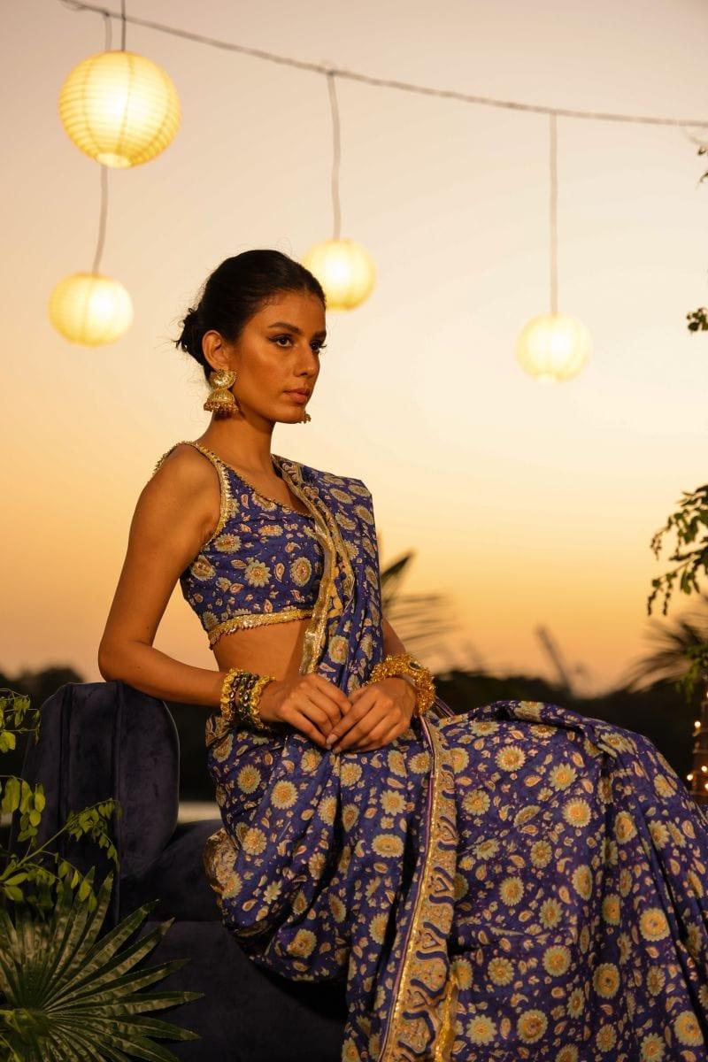 Pinktree - Boldly There - Saree - Blue