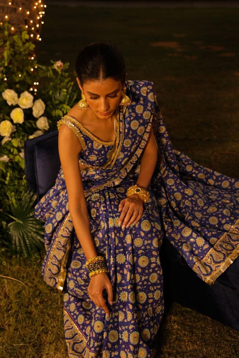 Pinktree - Boldly There - Saree - Blue