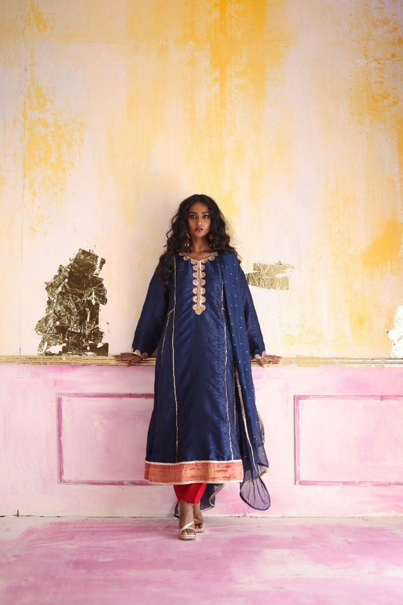 Pinktree - Rani - Resham - Navy Blue - 3 Piece
