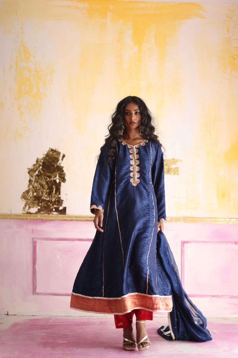 Pinktree - Rani - Resham - Navy Blue - 3 Piece