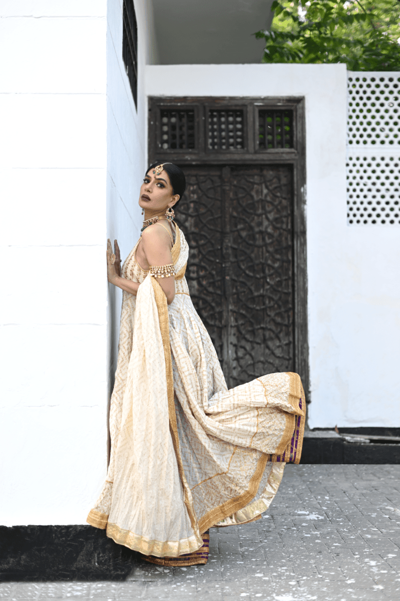 Pinktree - Schazzenan - Muslin & Jamawar - Pure Ivory & Hot Pink - 3 Piece