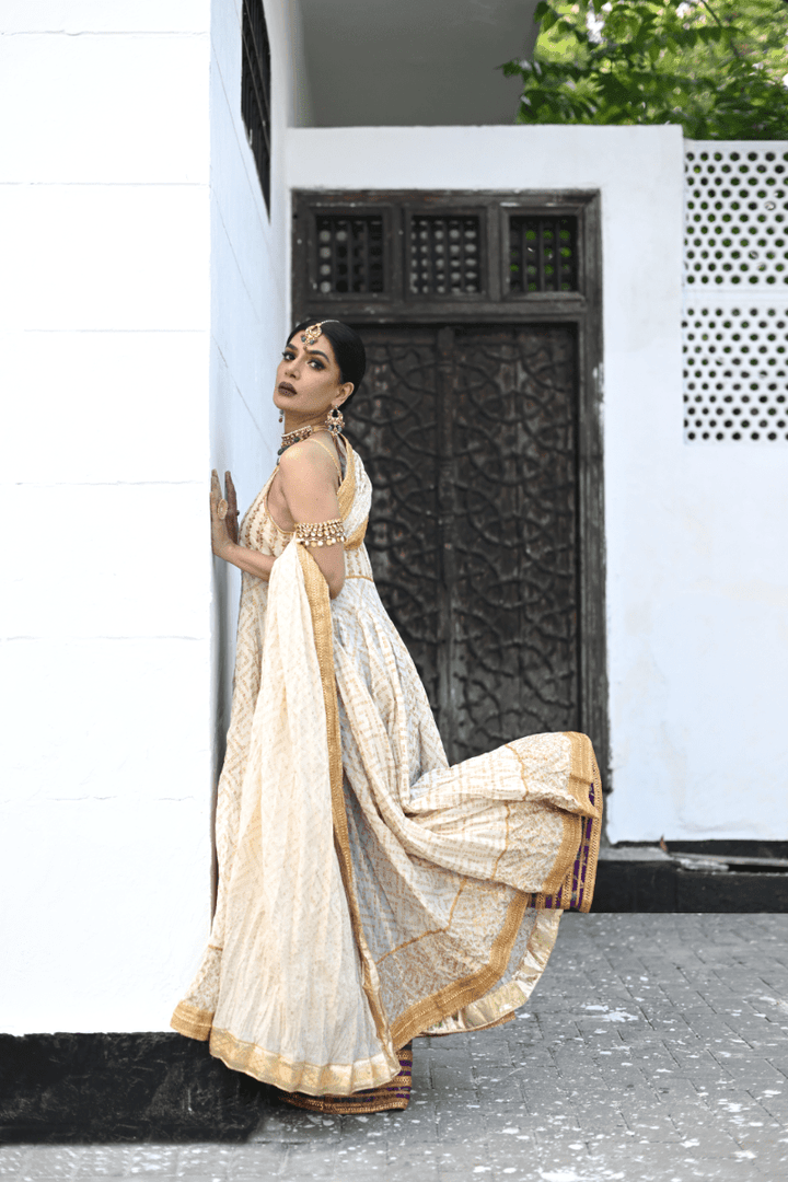 Pinktree - Schazzenan - Muslin & Jamawar - Pure Ivory & Hot Pink - 3 Piece
