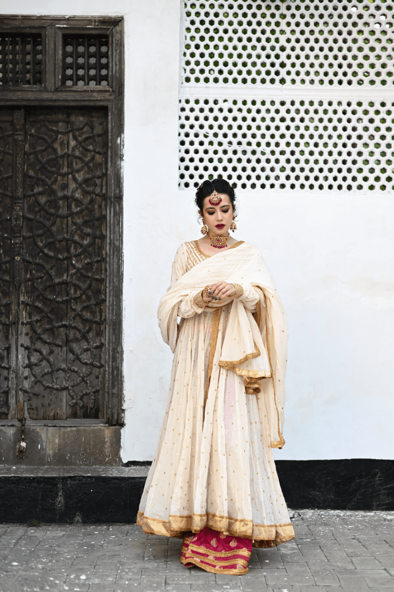 Pinktree - Scheherazade - Muslin & Jamawar - Pure Ivory - 3 Piece