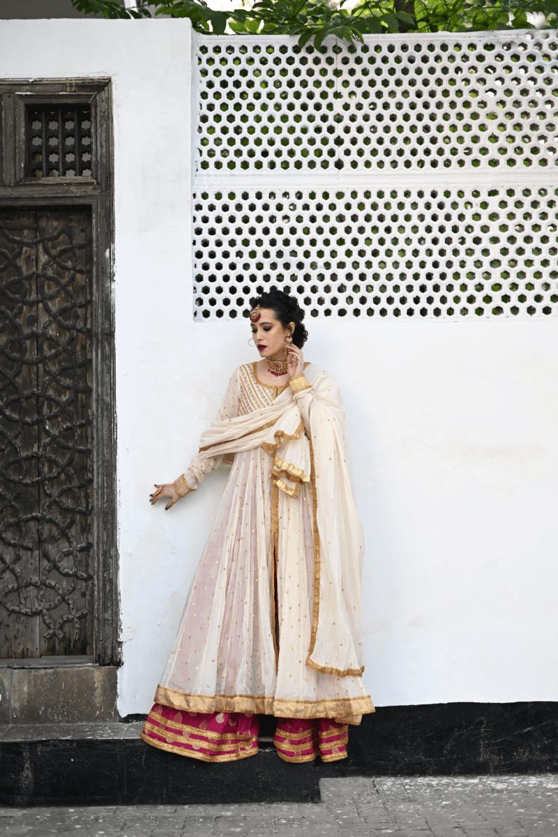 Pinktree - Scheherazade - Muslin & Jamawar - Pure Ivory - 3 Piece
