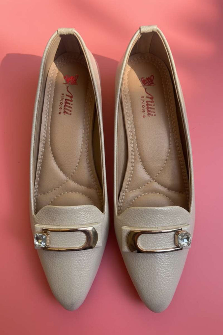 Milli Shoes - Pointed Dress Pumps For Women - Nude Beige