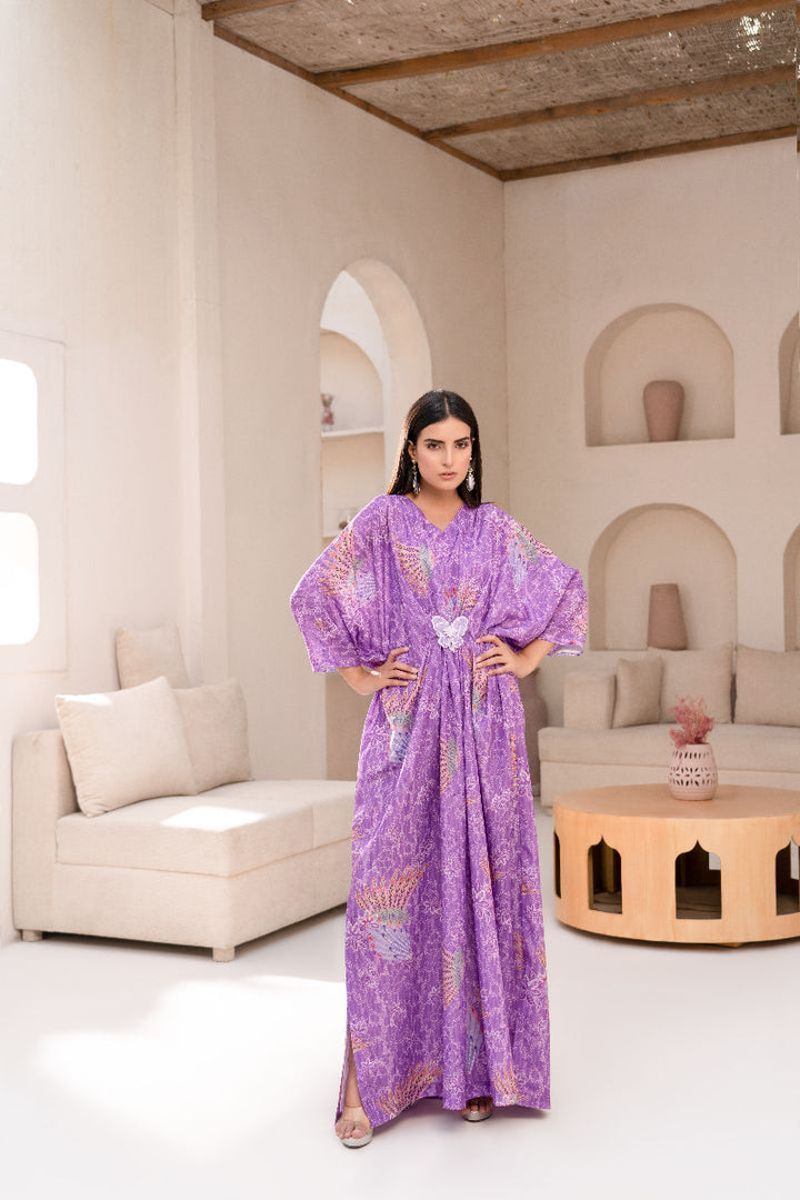Anayra Amal - Poly Raw Silk Imrozia Printed Shirt For Women - Lilac - 1 Piece