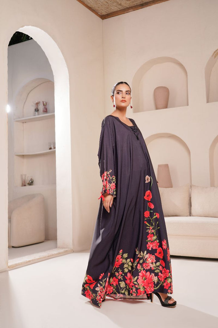 Anayra Amal - Poly Raw Silk Crimson Printed Shirt For Women - Black - 1 Piece