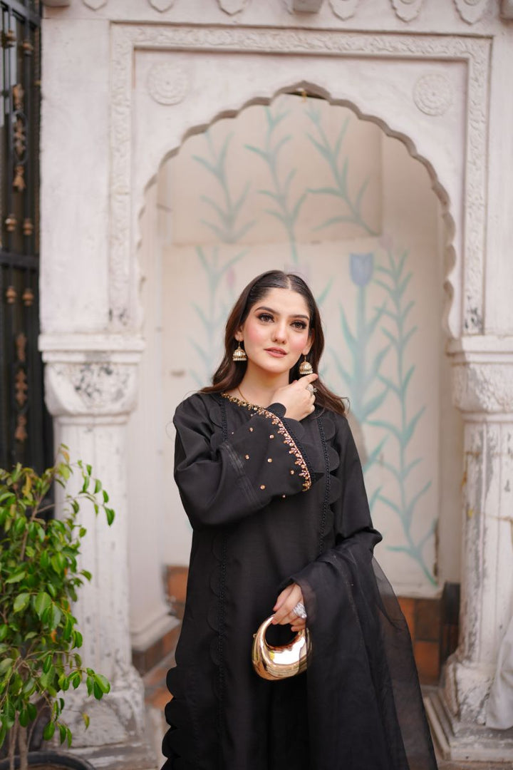 Fozia Khalid - RAVEN - Black - Silk & Organza - 3 Piece