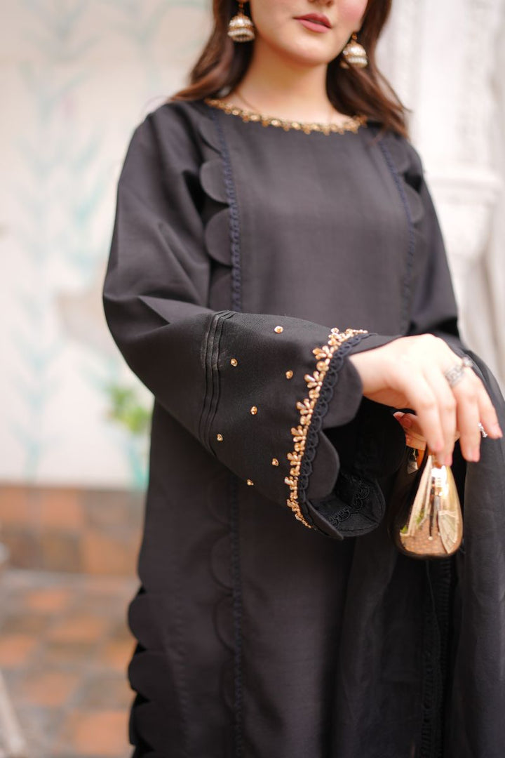 Fozia Khalid - RAVEN - Black - Silk & Organza - 3 Piece