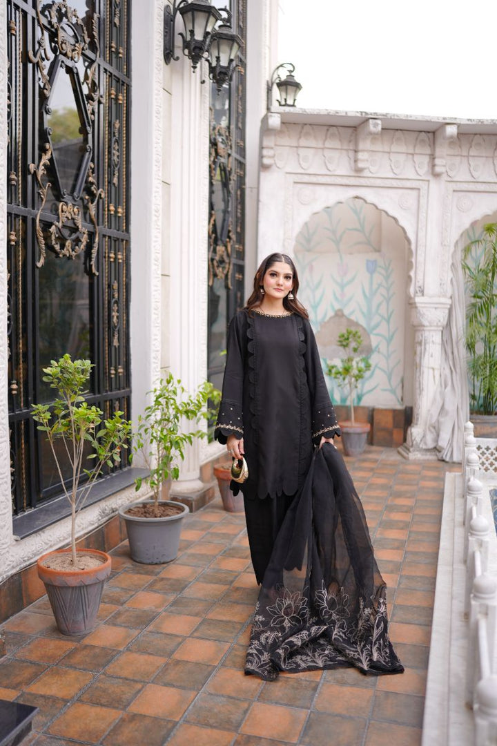 Fozia Khalid - RAVEN - Black - Silk & Organza - 3 Piece